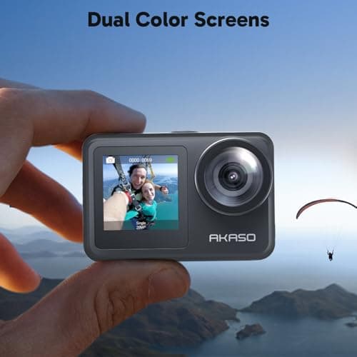 AKASO Brave 7 LE 4K30fps Cámara de acción con tarjeta de memoria MicroSDXC U3 de 64 GB Kit de accesorios Paquete Ultra HD 131FT Cámara impermeable EIS 2.0 WiFi Control remoto Zoom Cámara subacuática - imagen 4