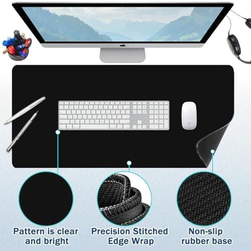 Alfombrilla de ratón para juegos – Alfombrilla de escritorio para teclado y ratón – Alfombrilla de ratón grande negra para escritorio, alfombrilla de ratón (35.4" x 15.7") con base antideslizante, alfombrilla de escritorio para juegos, oficina y hogar - imagen 3