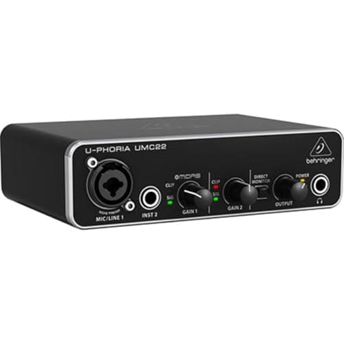 Behringer UMC22 Audiophile 2x2, interfaz de audio USB de 48 kHz con preamplificador de micrófono Midas | Para grabar micrófonos e instrumentos - imagen 2