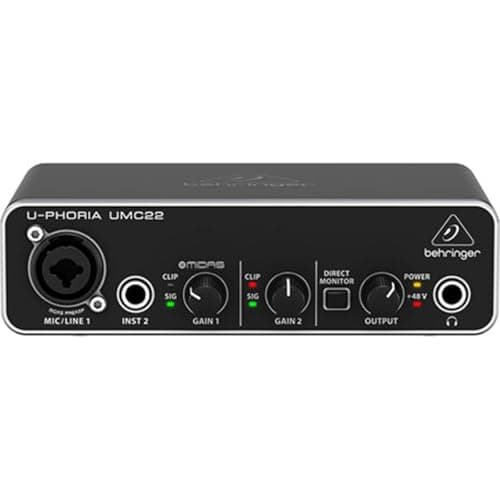Behringer UMC22 Audiophile 2x2, interfaz de audio USB de 48 kHz con preamplificador de micrófono Midas | Para grabar micrófonos e instrumentos - imagen 4