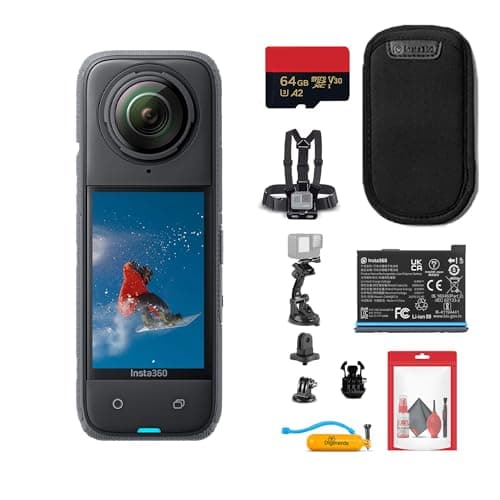 Cámara de acción Insta360 X4 resistente al agua 8K 360 con sensor de 48MP, video 5.7K 360, edición de IA para creadores de contenido, viajes, actividades al aire libre + kit de accesorios 50 en 1 + tarjeta de 64GB + más - imagen 2