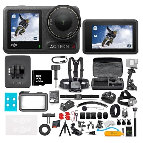 Combo estándar de cámara DJI Osmo Action 4: cámara de acción impermeable con video 4K UHD, sensor de 1/1.3", estabilización, pantallas duales, para vlogging, viajes y deportes + tarjeta de 32 GB y kit de accesorios de 50 piezas - imagen 2