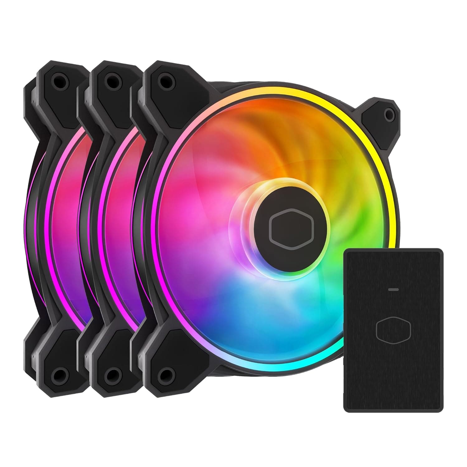 Cooler Master MF120 Halo² Caja para PC 3 en 1|Enfriador de líquido|Ventilador de aire, ventilador de 120 mm, anillos aRGB de doble bucle, PWM dinámico de 2050 RPM, aspas de equilibrio de aire, iluminación aRGB, marco híbrido - imagen 1