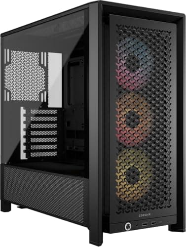 CORSAIR 4000D RS ARGB Frame Modular Mid-Tower ATX PC Case, alto flujo de aire, 3 ventiladores RS preinstalados, sistema de montaje InfiniRail™, ASUS BTF, MSI Zero, Gigabyte Stealth, negro - imagen 2