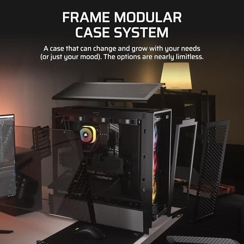 CORSAIR 4000D RS ARGB Frame Modular Mid-Tower ATX PC Case, alto flujo de aire, 3 ventiladores RS preinstalados, sistema de montaje InfiniRail™, ASUS BTF, MSI Zero, Gigabyte Stealth, negro - imagen 5