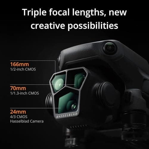 DJI Mavic 3 Pro con RC, Drone insignia de triple cámara con cámara 4/3 CMOS Hasselblad 4K, tiempo de vuelo de 43 minutos, transmisión de video HD de 15 km, compatible con identificación remota FAA, para adultos, negro - imagen 3