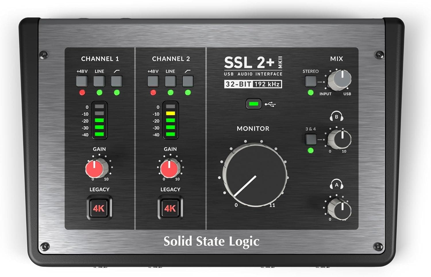 Interfaz de audio USB Solid State Logic SSL 2 Plus MKII con auriculares duales, cuatro salidas balanceadas y preamplificadores de micrófono líderes en su clase - imagen 1