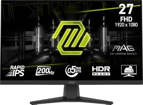 msi MAG 272F Monitor de oficina para juegos de 27 pulgadas, 1920 x 1080 (FHD), 200 Hz, sincronización adaptativa, preparado para HDR, HDMI, puerto VGA, montaje VESA, inclinación, bisel delgado de 4 lados, 0,5 ms, negro - imagen 2