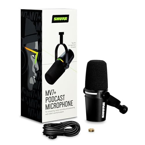 Shure MV7+ Micrófono dinámico - Micrófono de podcast USB-C y XLR para streaming, grabación y transmisión, certificado OBS, modo de nivel automático, filtro pop digital, panel LED, negro - imagen 3