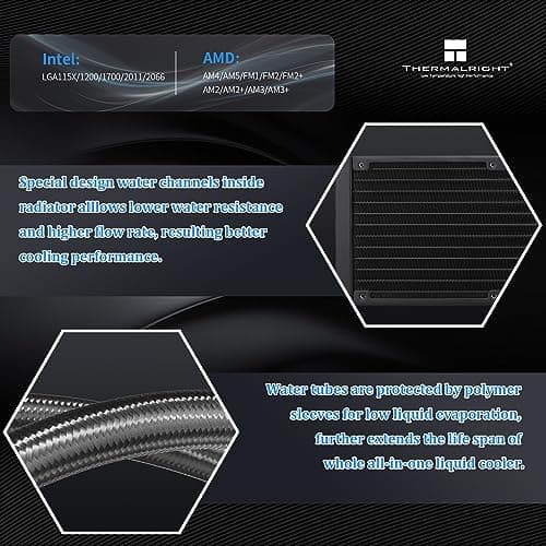 Thermalright Aqua Elite 360 ​​ARGB Enfriador líquido de CPU, tamaño de fila de enfriamiento 360 AIO, 3 ventiladores PWM de 120 mm, enfriador de CPU de computadora, para AMD:AM4/AM5, Intel LGA1851/1150/1151/1200/2011/1700 - imagen 4