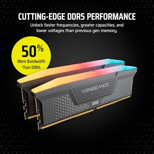 CORSAIR Vengeance RGB RS DDR5 RAM 64 GB (2x32 GB) Hasta 6000 MHz CL40-50-50-96 1,35 V AMD Expo Intel XMP Memoria de escritorio para computadora - Gris (CMG64GX5M2D6000Z40) - imagen 4