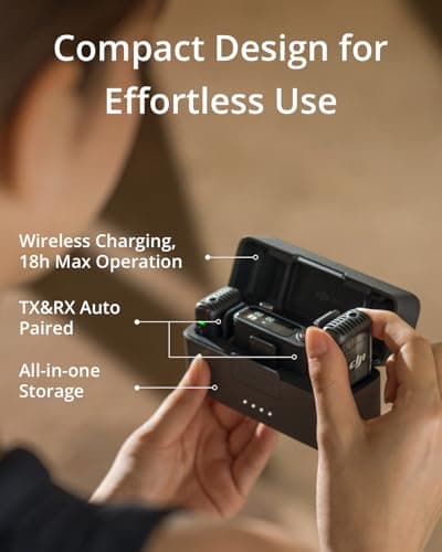 DJI Mic 2 (2 TX + 1 RX + estuche de carga), micrófono inalámbrico todo en uno, cancelación inteligente de ruido, grabación interna flotante de 32 bits, alcance de 250 m (820 pies), micrófono para iPhone, Android, cámara - imagen 4