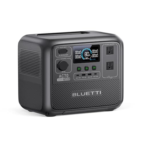Estación de energía portátil BLUETTI AC70, generador solar de 768 Wh con 2 salidas de CA de 1000 W (elevación de energía de 2000 W), 100 W tipo C, respaldo de batería LiFePO4 para viajes por carretera, fuera de la red, corte de energía (panel solar opcional) - imagen 2