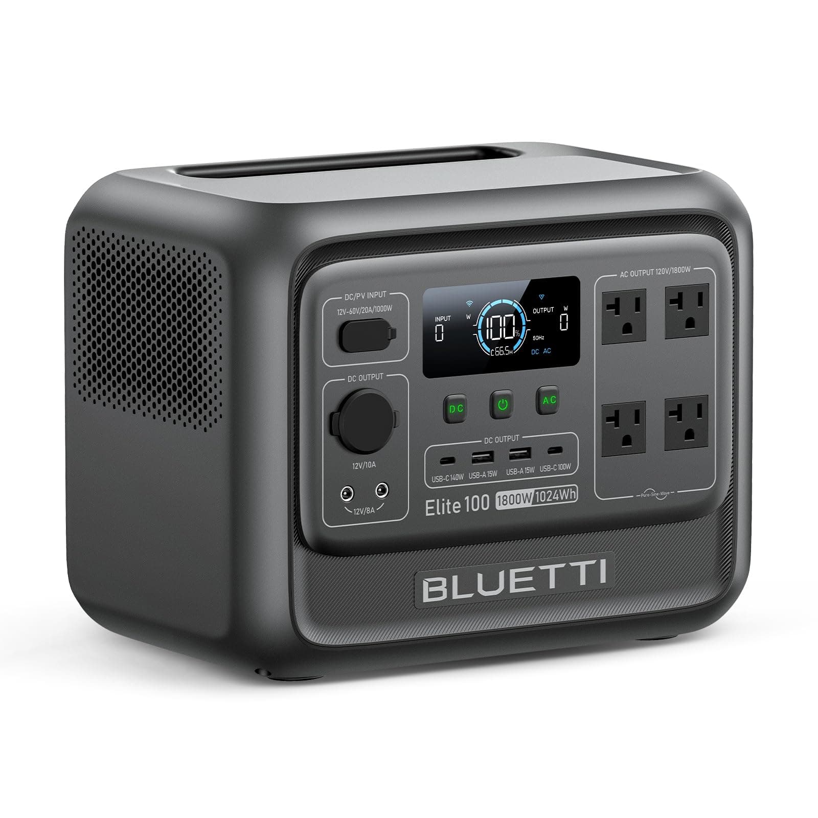 Estación de energía portátil BLUETTI Elite 100 V2, respaldo de batería LFP de 1024 Wh con 4 puertos de CA de 1800 W (sobretensión de 3600 W), 35 % más pequeño, carga rápida y generador solar UPS para acampar, viajes por carretera, cortes, respaldo en el hogar - imagen 1