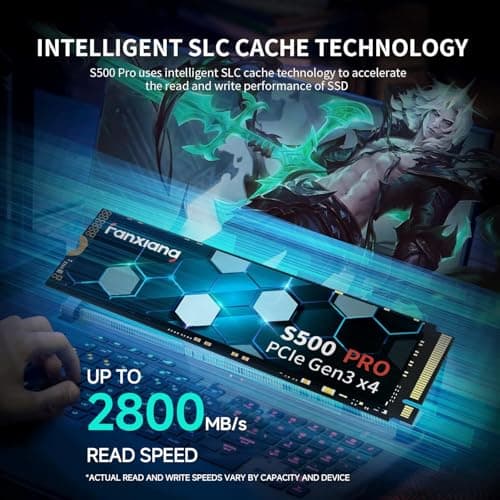 fanxiang S500 Pro 256 GB NVMe SSD M.2 PCIe Gen3x4 2280 Unidad de estado sólido interna, caché SLC 3D NAND TLC, hasta 3000 MB/s, compatible con computadoras portátiles y de escritorio (negro) - imagen 3