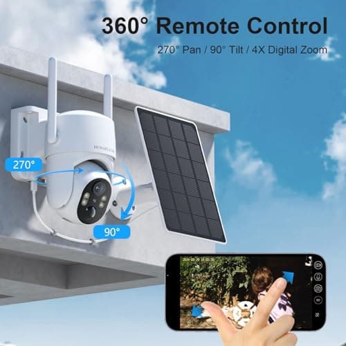 HOSAFE.COM Cámaras de seguridad solares inalámbricas para exteriores, cámaras remotas PTZ de 360° para seguridad del hogar con energía solar, cámara de seguridad 2K 3MP inalámbrica para exteriores, almacenamiento gratuito en la nube (se necesita aplicar) - imagen 4