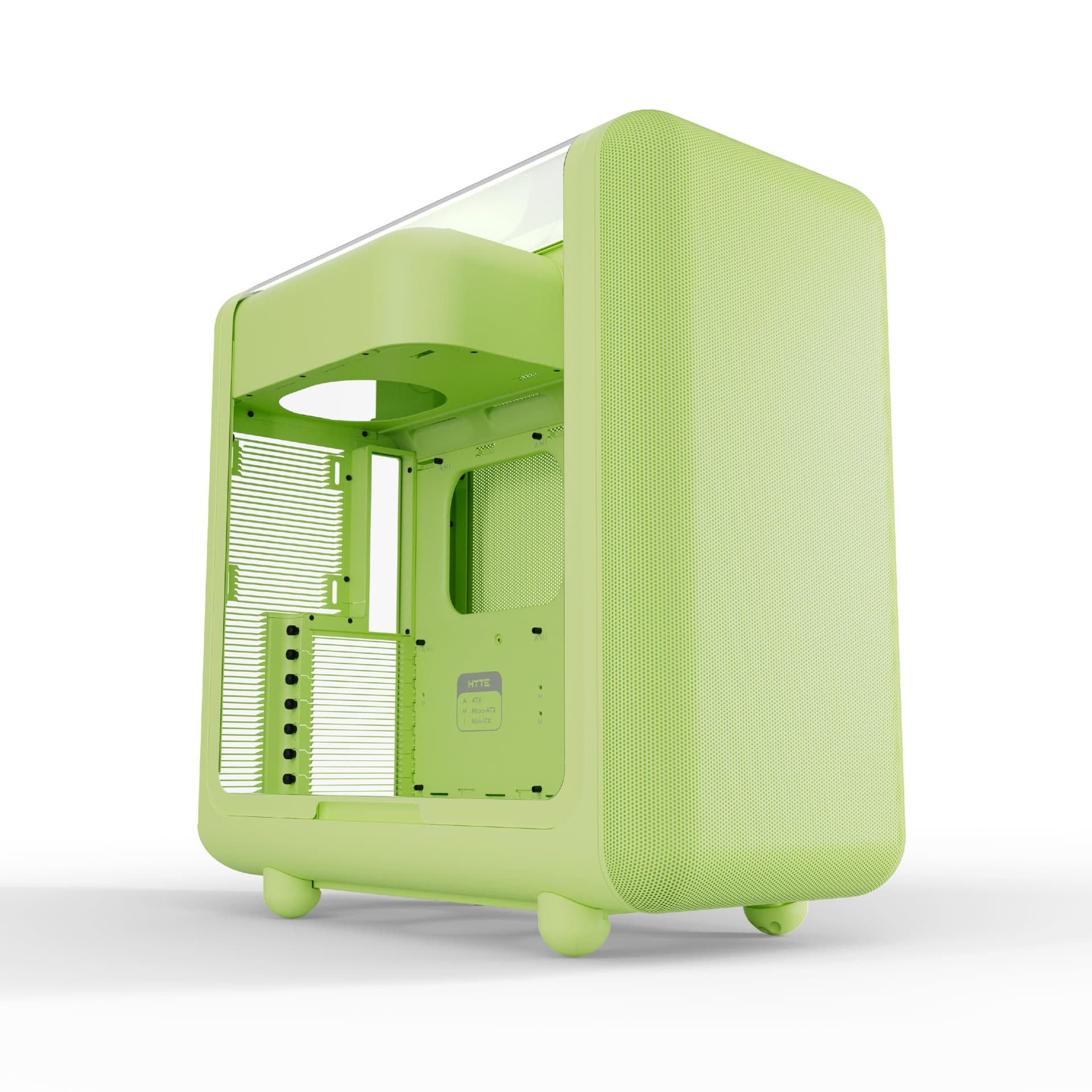 Hyte X50 - Caja de PC para juegos de torre media ATX de rendimiento moderno - Chasis optimizado de alto flujo de aire - Vidrio acústico laminado, curvado y de 4 mm de espesor - Paneles de micro malla con acero estampado resistente - Leche Matcha (verde) - imagen 1
