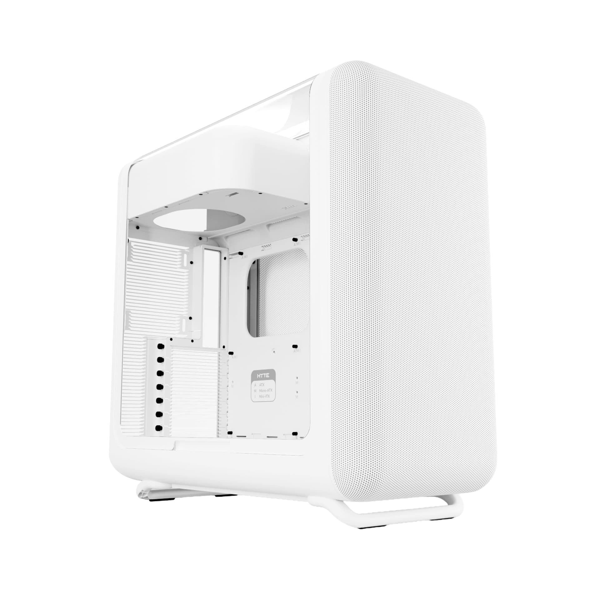 Hyte X50 - Caja de PC para juegos de torre media ATX de rendimiento moderno - Chasis optimizado de alto flujo de aire - Vidrio acústico laminado curvado de 4 mm de espesor - Paneles de micro malla con acero estampado resistente - Blanco nieve - imagen 1