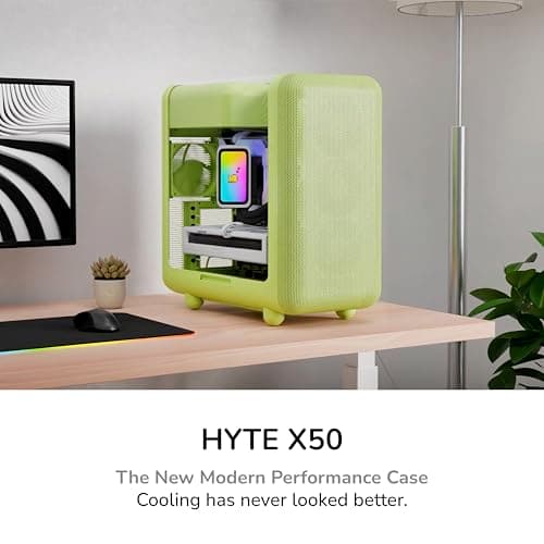 Hyte X50 - Caja de PC para juegos de torre media ATX de rendimiento moderno - Chasis optimizado de alto flujo de aire - Vidrio acústico laminado, curvado y de 4 mm de espesor - Paneles de micro malla con acero estampado resistente - Leche Matcha (verde) - imagen 3