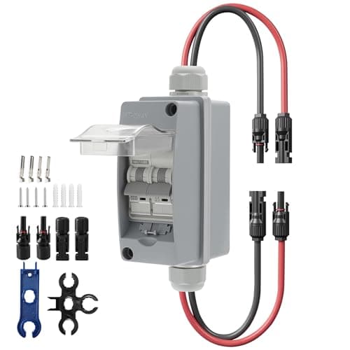 Interruptor de desconexión de panel solar, 1000 V 60 A 2 polos Interruptor de desconexión fotovoltaica, disyuntor en miniatura de CC Caja impermeable IP65, para sistema fotovoltaico exterior, batería, matriz fotovoltaica MCB carril DIN - imagen 2