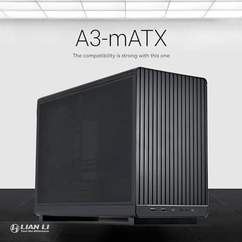 Lian Li A3-mATX-26.3L Chasis con factor de forma micro-Instalación de fuente de alimentación flexible-No incluye ventiladores-Soporta diseño de modularidad AIO de 360 ​​mm-Para placa base M-ATX e ITX-Colaboración DAN-Negro (?A3X.US) - imagen 3