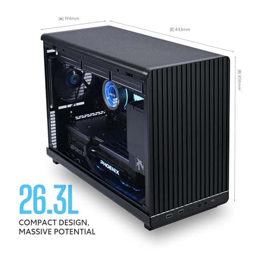 Lian Li A3-mATX-26.3L Chasis con factor de forma micro-Instalación de fuente de alimentación flexible-No incluye ventiladores-Soporta diseño de modularidad AIO de 360 ​​mm-Para placa base M-ATX e ITX-Colaboración DAN-Negro (?A3X.US) - imagen 4