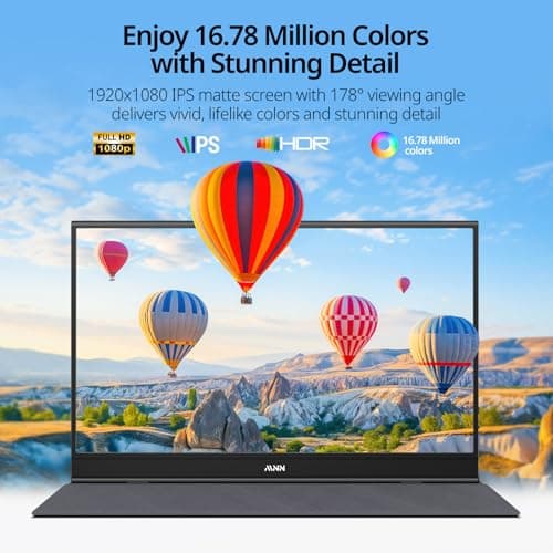 MNN Monitor portátil 15.6 pulgadas FHD 1080P USB C HDMI Gaming Pantalla IPS ultradelgada con cubierta inteligente y altavoces, HDR Plug&Play, monitor externo para computadora portátil, PC, teléfono Mac (15.6'' 1080P) - imagen 3
