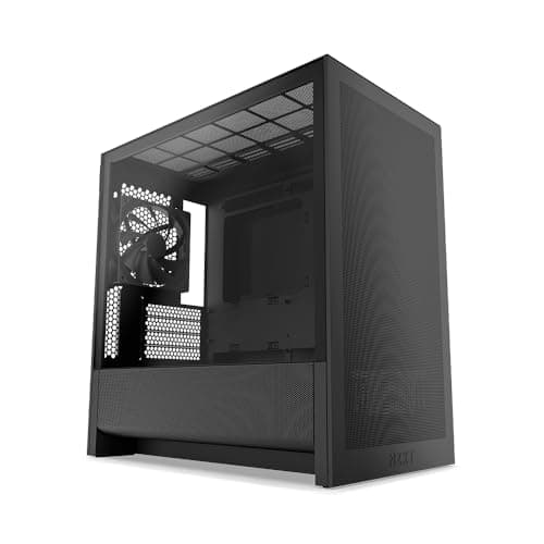 NZXT H3 Flow – Caja de PC Micro-ATX – Flujo de aire optimizado – Incluye 1 ventilador trasero de 120 mm – Admite GPU de tamaño completo – Se adapta a un radiador frontal de 280 mm y superior de 240 mm – Placa base de conexión posterior – Negro - imagen 2