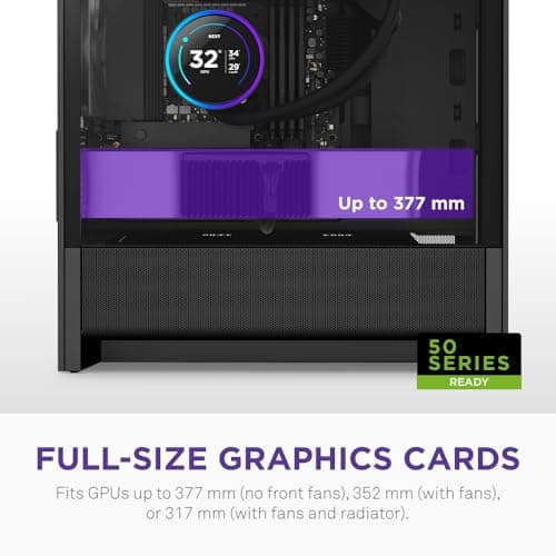 NZXT H3 Flow – Caja de PC Micro-ATX – Flujo de aire optimizado – Incluye 1 ventilador trasero de 120 mm – Admite GPU de tamaño completo – Se adapta a un radiador frontal de 280 mm y superior de 240 mm – Placa base de conexión posterior – Negro - imagen 5