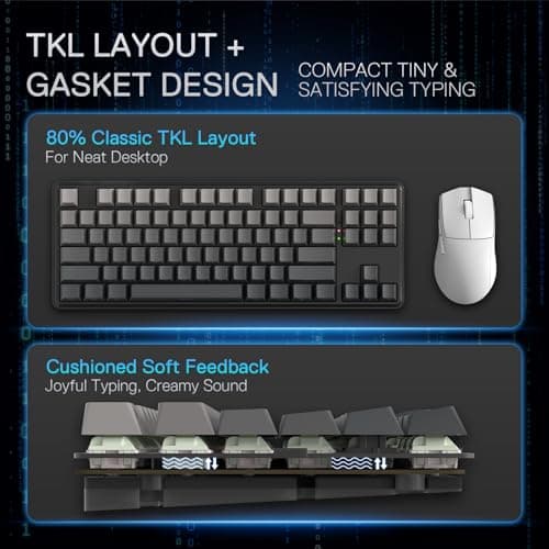 Redragon K707 PRO GB Teclado para juegos RGB con 80% de junta, teclado mecánico TKL inalámbrico de 3 modos con toma LED orientada al sur intercambiable en caliente, teclas degradadas PBT y amortiguación de ruido de 5 capas, interruptor lineal personalizado - imagen 4