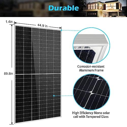 SUNGOLDPOWER Panel solar de 550 W, 4 unidades, monocristalino, alta eficiencia, IP68 resistente al agua para cargar batería de 12 V/24 V/36 V/48 V en techo, patio, granja, marino, sistema de red de encendido/apagado UL61730 (total 2200 W) - imagen 4