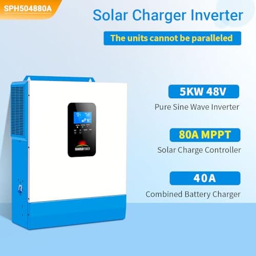 SUNGOLDPOWER UL1741 Inversor solar híbrido de 5000 W, 48 V CC a 110 V/120 V CA, todo en uno, cargador solar MPPT de 80 A y cargador de batería de CA de 40 A, onda sinusoidal pura para sistema fuera de la red (NO paralelo) - imagen 3