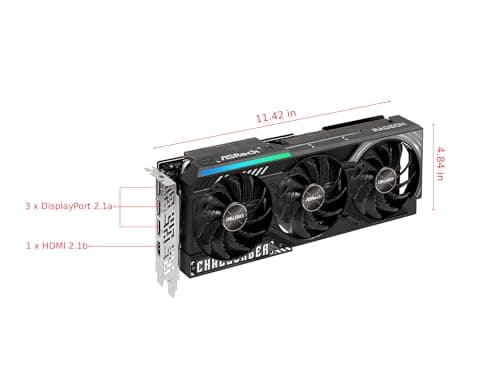 Tarjeta gráfica ASRock Radeon RX 9070 XT Challenger 16GB OC - Arquitectura AMD RDNA 4, reloj Boost de 2970 MHz, 16GB GDDR6, PCIe 5.0, DisplayPort 2.1a, HDMI 2.1b, refrigeración por ventilador triple 800W - imagen 3