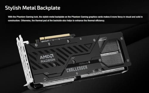 Tarjeta gráfica ASRock Radeon RX 9070 XT Challenger 16GB OC - Arquitectura AMD RDNA 4, reloj Boost de 2970 MHz, 16GB GDDR6, PCIe 5.0, DisplayPort 2.1a, HDMI 2.1b, refrigeración por ventilador triple 800W - imagen 5