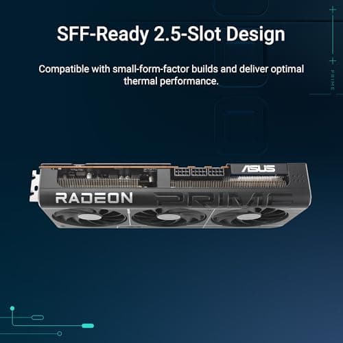 Tarjeta gráfica ASUS Prime Radeon™ RX 9070 XT OC Edition, AMD (PCIe 5.0, HDMI/DP 2.1, diseño de 2.5 ranuras, ventiladores de tecnología axial, rodamientos de bolas, BIOS dual, protector de GPU) - imagen 3