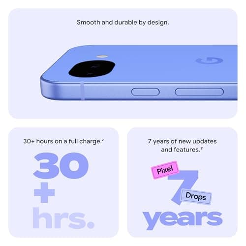 Google Pixel 10a - Smartphone Android desbloqueado - 7 años de caídas de píxeles, más de 30 horas de batería, entrenador de cámara, Gemini Live, diseño duradero, pantalla de llamada, detección de accidentes automovilísticos - Obsidiana - 128 GB (modelo 2026) - imagen 3