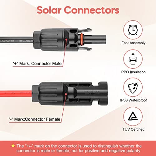 Kit de conector de cable de panel solar de 10 AWG, compatible con conector solar y conector Anderson para RV, Goal Zero Yeti, estación de energía de generador solar portátil Renogy (1.6 pies) - imagen 3