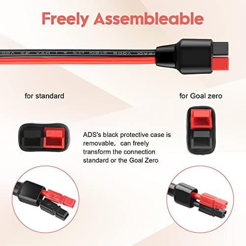 Kit de conector de cable de panel solar de 10 AWG, compatible con conector solar y conector Anderson para RV, Goal Zero Yeti, estación de energía de generador solar portátil Renogy (1.6 pies) - imagen 4