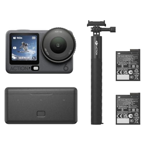 DJI Osmo Action 6 Combo mejorado, cámara de acción resistente al agua 8K con sensor cuadrado de 1/1,1", apertura variable de f/2.0–f/4.0, duración extendida de la batería con 2 baterías, varilla de extensión de 1,5 m, estuche para batería - imagen 2