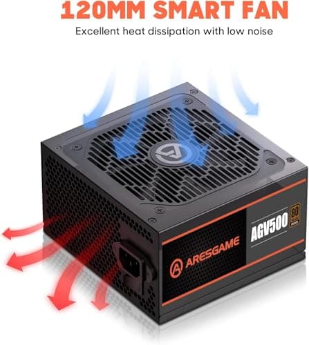 Fuente de alimentación ARESGAME Serie AGV de 500 W, certificación 80 Plus Bronze, fuente de alimentación no modular, 5 años de garantía - imagen 4