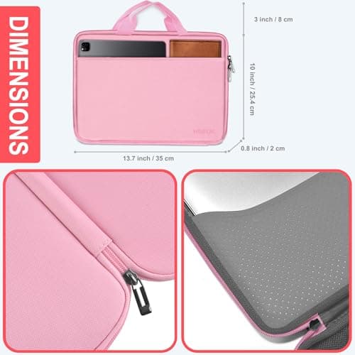 Hseok Funda para portátil de 13,3 a 14 pulgadas, bolso para ordenador TSA resistente al agua y a los golpes, compatible con MacBook Pro/Neo de 14 pulgadas, Mac Air/Pro de 13,3 pulgadas y portátiles Chromebooks de 13 a 14 pulgadas, color rosa - imagen 3