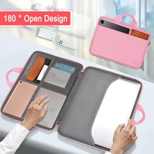 Hseok Funda para portátil de 13,3 a 14 pulgadas, bolso para ordenador TSA resistente al agua y a los golpes, compatible con MacBook Pro/Neo de 14 pulgadas, Mac Air/Pro de 13,3 pulgadas y portátiles Chromebooks de 13 a 14 pulgadas, color rosa - imagen 5