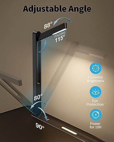 Mesa para computadora portátil con luz de escritorio LED, soporte para computadora portátil SAIJI para cama, escritorio de cama con ajustes de altura con soporte para libros para leer, escribir y dibujar (negro) - imagen 3