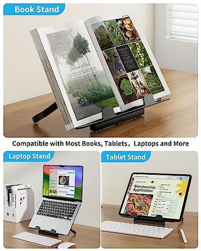 Mesa para computadora portátil con luz de escritorio LED, soporte para computadora portátil SAIJI para cama, escritorio de cama con ajustes de altura con soporte para libros para leer, escribir y dibujar (negro) - imagen 4