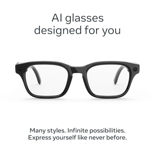 Meta Aventurero Clásico Negro | Gafas inteligentes con IA para mujeres y hombres con IA, cámara de 12 MP, traducción en vivo — Resolución HD 3K — Batería de más de 8 horas — Gama de tamaños — Lentes transparentes - imagen 3