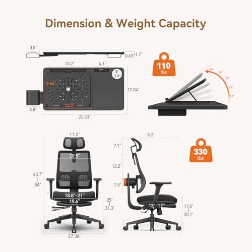 Newtral Silla de Oficina Ergonómica con Reposapiés, Soporte Lumbar de Seguimiento Automático, Silla de Escritorio con Respaldo Alto y Reposabrazos 4D, Bloqueo de Inclinación de 136°, Profundidad y Altura del Asiento Ajustables - imagen 3
