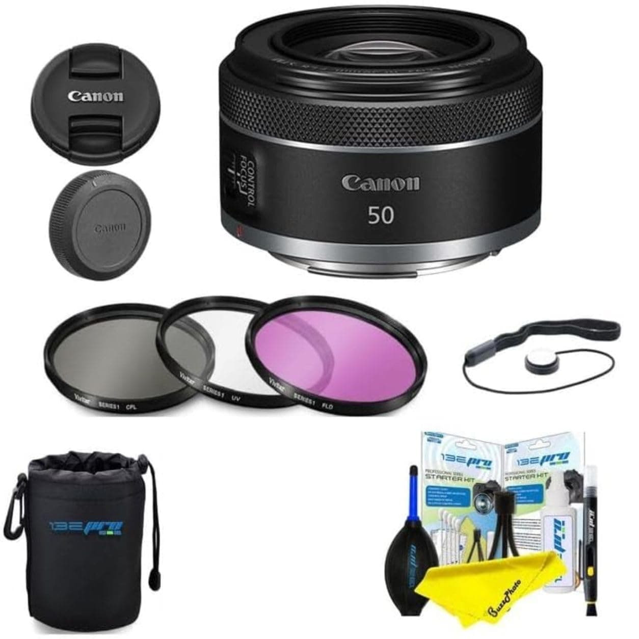 Canon RF50mm F1.8 STM para cámaras Canon con montura RF sin espejo de fotograma completo [EOS R, EOS RP, EOS R5, EOS R6] Negro (lente con paquete de accesorios avanzados BuzzPhoto) - imagen 1