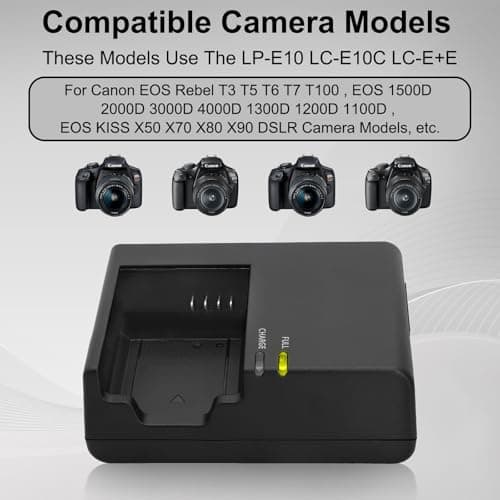 LP-E10 LC-E10 LC-E10C Cargador de batería rápido para Canon: EOS Rebel T7 T6 T5 T3 T100 4000D 3000D 2000D 1500D 1300D 1200D 1100D DSLR Cámara digital Kiss X50 Cable de alimentación de batería - imagen 3