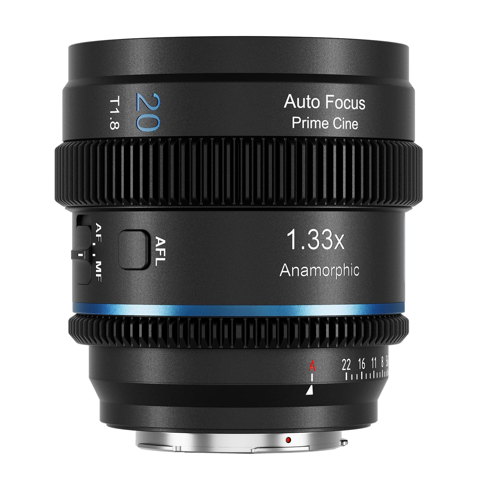 SIRUI Lente anamórfica T1.8 1.33X de 20 mm, lente de enfoque automático S35 para cámaras con montura E, A6500, A6700, FX3/30, serie ZV-E, serie A7, A9/9II (llamarada azul) - imagen 1