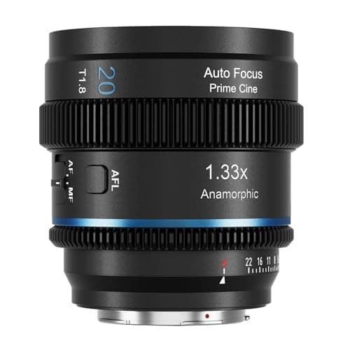 SIRUI Lente anamórfica T1.8 1.33X de 20 mm, lente de enfoque automático S35 para cámaras con montura E, A6500, A6700, FX3/30, serie ZV-E, serie A7, A9/9II (llamarada azul) - imagen 2